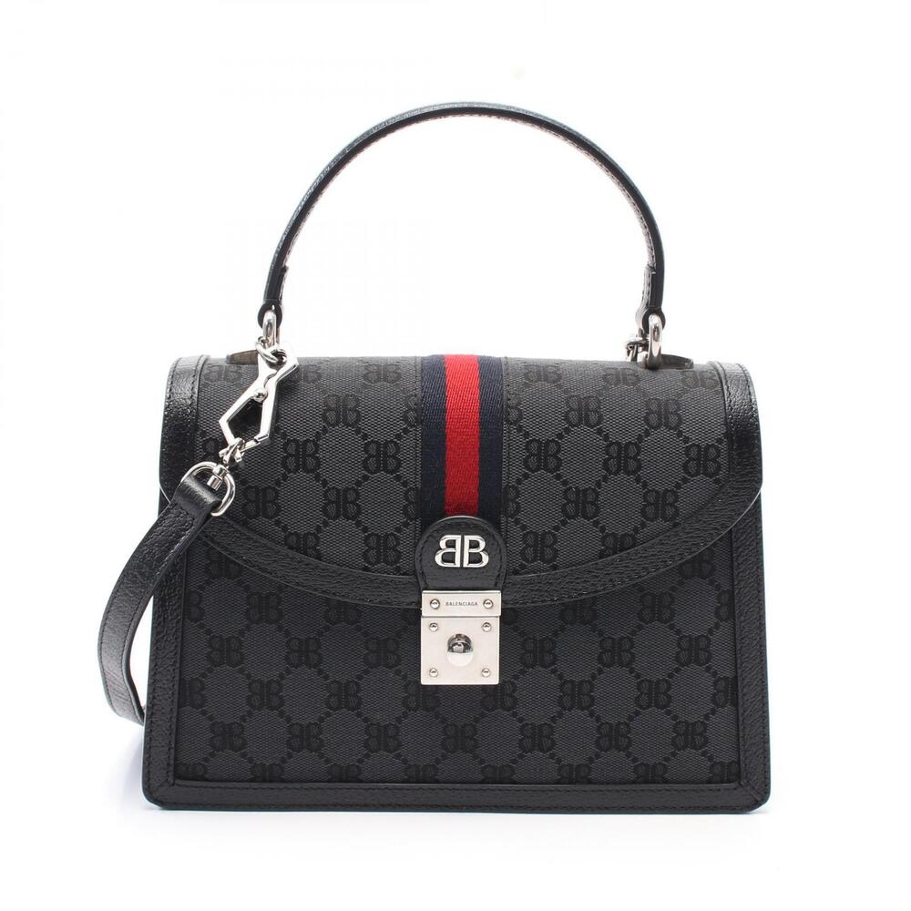 Balenciaga Gucci The Hacker Project Bag Handbag Canvas Leather Black